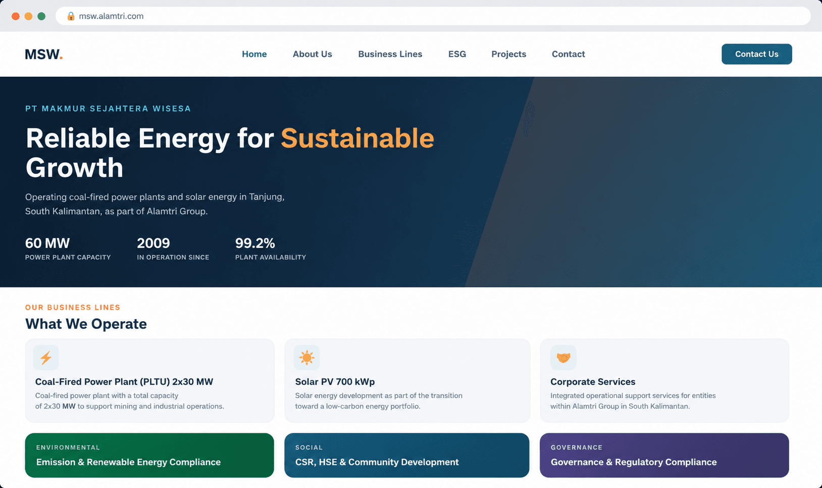 MSW Company Profile Website